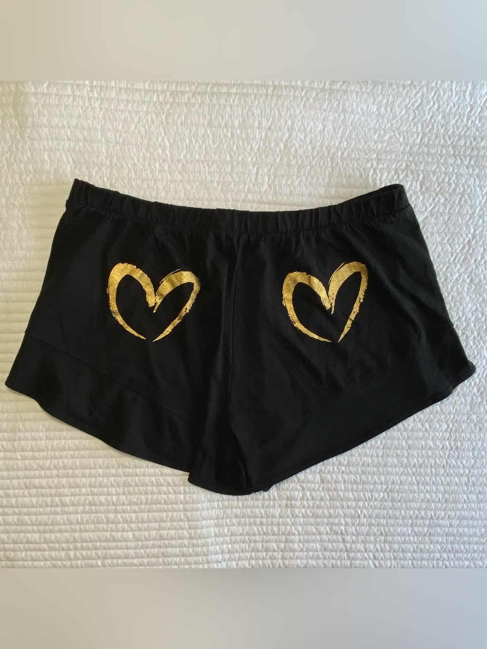 Juicy Couture Black Label Sleep Shorts w/ Gold Hearts - Size L